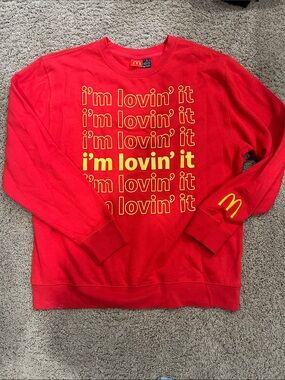 MAD Engine Red Crewneck Sweatshirt with Yellow Graphic